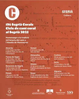 La 19a edició de Segrià Corals homenatjarà el Mil·lenari de Montserrat a partir de diumenge a Alcarràs