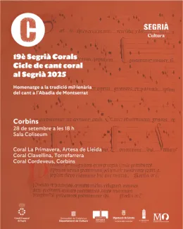 Corbins acull diumenge un concert de Segrià Corals