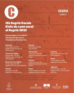 La 19a edició de Segrià Corals homenatjarà el Mil·lenari de Montserrat a partir de diumenge a Alcarràs