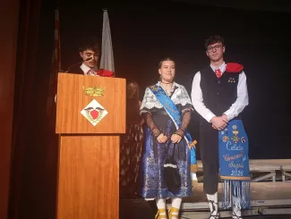 Paraules de l'Hereu Comarcal del Segrià, amb la primera Dama i el primer Cabaler