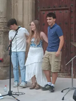 Jordi López, Paula Milara i Marc Gasset en acabar el concert