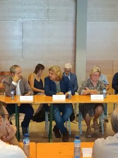 Manel Solé, David Masot i Elena Llauradó, alcaldes de La Granja d'Escarp, Maials i La Granadella, respectivament.