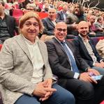 David Masot amb el president de la Coell, Josep Maria Gardiñes, i l'alcalde de Corbins, Jordi Verdú
